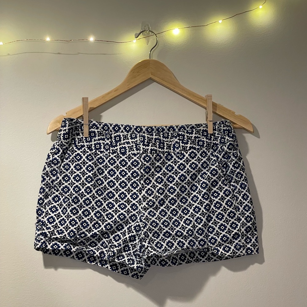 blue patterned shorts